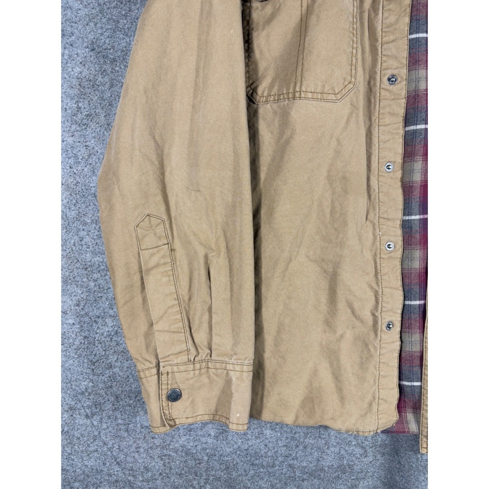 Alpine Design Mens Tan Canvas Flannel Lined Snap Front Shirt Jacket Large - Picture 3 of 12